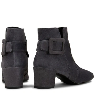 Shop Roger Vivier Polly Ankle Boots In Suede In Grey