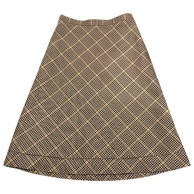 Pre-owned Balenciaga Wool Mid-length Skirt In Camel
