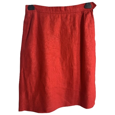 Pre-owned Saint Laurent Red Linen Skirt