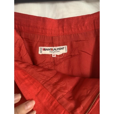 Pre-owned Saint Laurent Red Linen Skirt