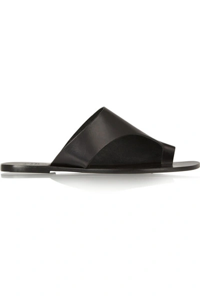 Shop Atp Atelier Rosa Cutout Leather Slides In Black