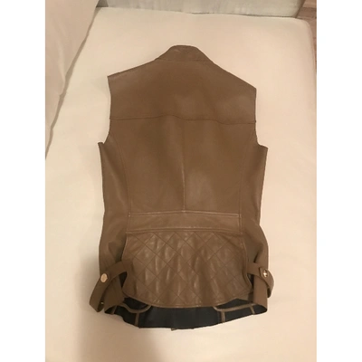 Pre-owned Saint Laurent Leather Short Vest In Camel