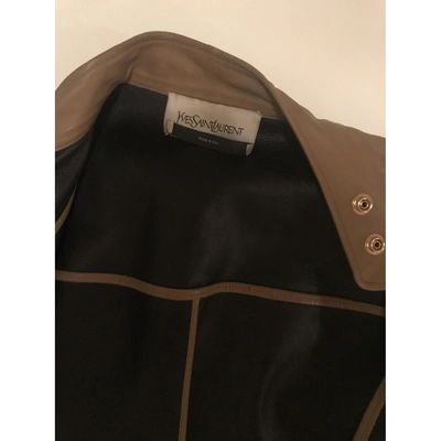Pre-owned Saint Laurent Leather Short Vest In Camel