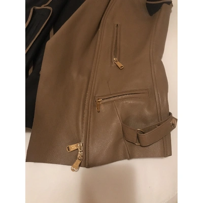 Pre-owned Saint Laurent Leather Short Vest In Camel