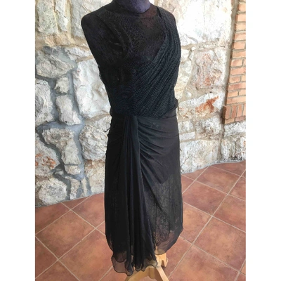 Pre-owned Valentino Lace Mid-length Dress In Black