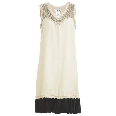 Pre-owned Chloé Silk Mid-length Dress In Ecru