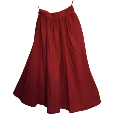 Pre-owned Saint Laurent Wool Maxi Skirt In Red