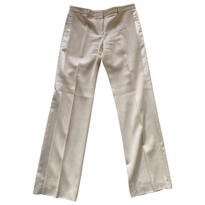 Pre-owned Givenchy Wool Straight Pants In Ecru