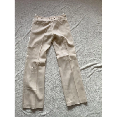 Pre-owned Givenchy Wool Straight Pants In Ecru