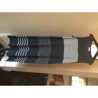 Pre-owned Vince Linen Mid-length Dress In Navy