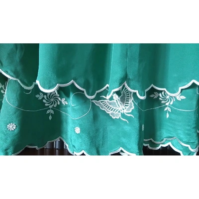 Pre-owned Nicole Farhi Silk Mid-length Skirt In Turquoise