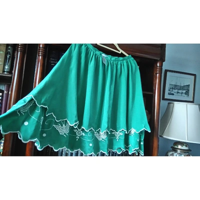 Pre-owned Nicole Farhi Silk Mid-length Skirt In Turquoise