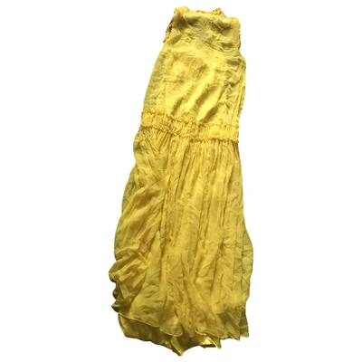 Pre-owned Thomas Wylde Silk Maxi Dress In Yellow