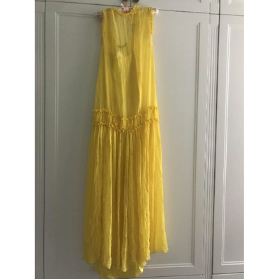 Pre-owned Thomas Wylde Silk Maxi Dress In Yellow