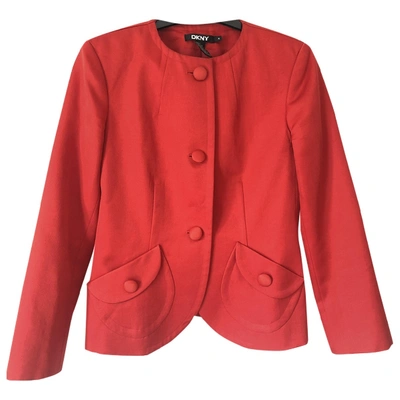 Pre-owned Dkny Wool Blazer In Red