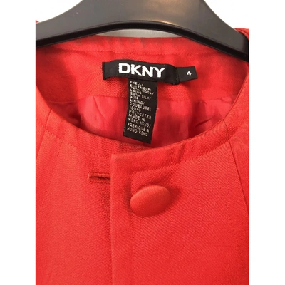Pre-owned Dkny Wool Blazer In Red