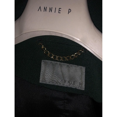 Pre-owned Annie P Wool Coat In Green