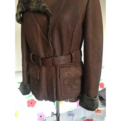 Pre-owned Pinko Biker Jacket In Brown