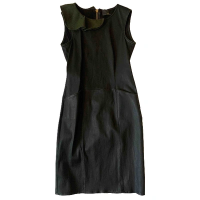 FENDI Pre-owned Leather Mid-length Dress In Black