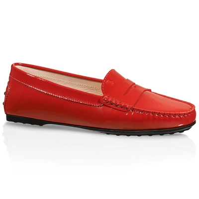 Tod's City Gommino Loafers In Patent Leather In Red