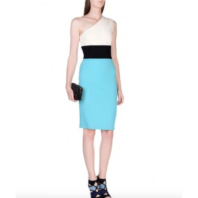 Pre-owned Fausto Puglisi Wool Mid-length Dress In Turquoise