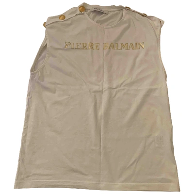 Pre-owned Pierre Balmain Ecru Cotton Top