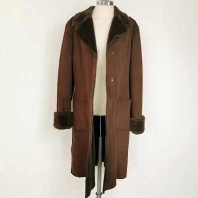 Pre-owned Pinko Faux Fur Coat In Brown