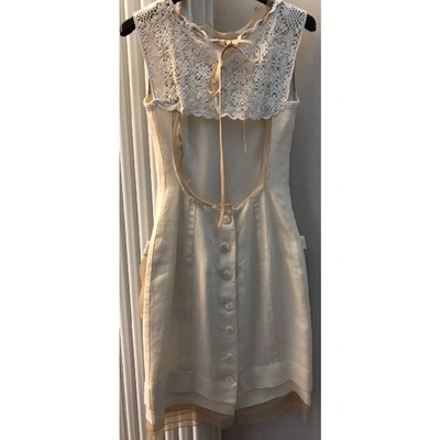 Pre-owned Dolce & Gabbana Linen Mid-length Dress In White