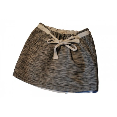 FOSSIL Pre-owned Linen Mini Skirt In Anthracite