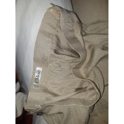 Pre-owned Chloé Linen Large Pants In Beige