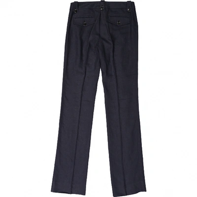 Pre-owned Dolce & Gabbana Linen Large Pants In Navy