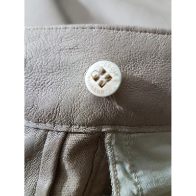 Pre-owned Louis Vuitton Leather Slim Pants In Beige