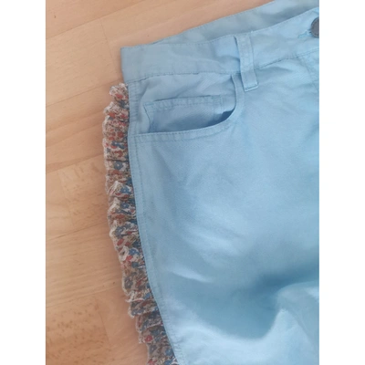 Pre-owned Manoush Straight Pants In Blue