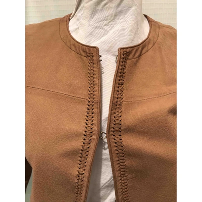 Pre-owned Golden Goose Leather Coat In Beige