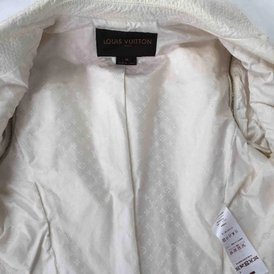 Pre-owned Louis Vuitton Leather Biker Jacket In White