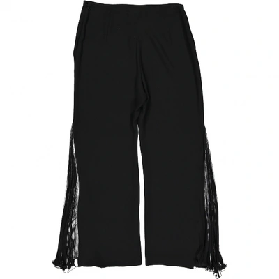 Pre-owned Emanuel Ungaro Silk Large Pants In Black