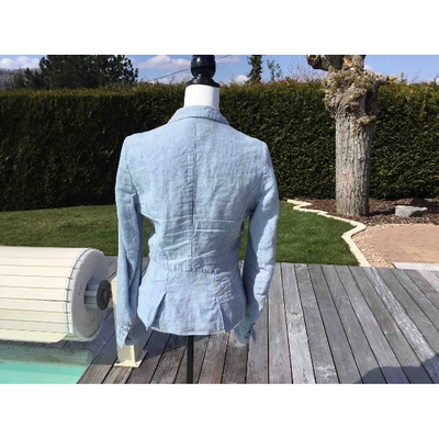 Pre-owned Hugo Boss Linen Short Waistcoat In Blue