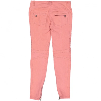 Pre-owned Balmain Pink Cotton - Elasthane Jeans