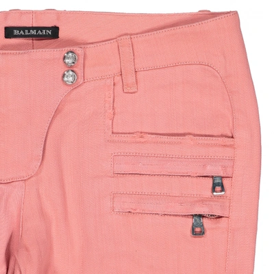 Pre-owned Balmain Pink Cotton - Elasthane Jeans