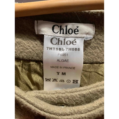 Pre-owned Chloé Wool Mini Dress In Khaki