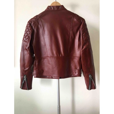 Pre-owned Coach Leather Jacket In Burgundy