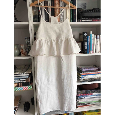Pre-owned Creatures Of Comfort Linen Mid-length Dress In White