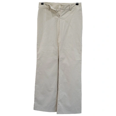 Pre-owned Pinko Large Pants In Ecru