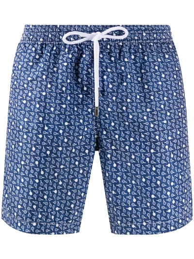 Shop Barba Tennis Motif Swim Shorts In Blue