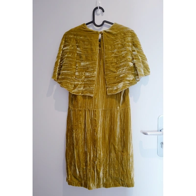 Pre-owned Peter Jensen Silk Mid-length Dress In Yellow