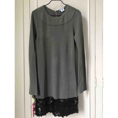 Pre-owned Vera Wang Wool Mini Dress In Grey