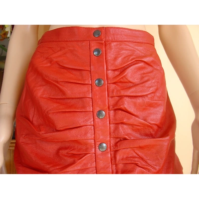 Pre-owned Paul & Joe Red Leather Skirt