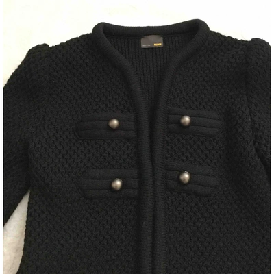 Pre-owned Fendi Wool Short Vest In Black