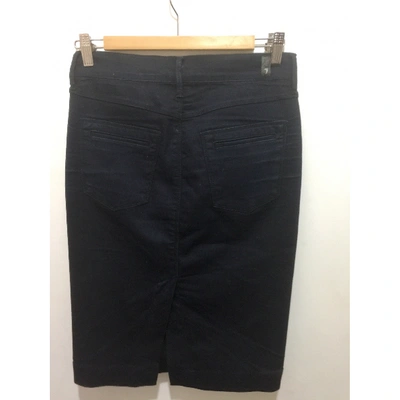 Pre-owned 7 For All Mankind Mid-length Skirt In Navy