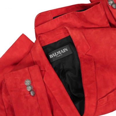 Pre-owned Balmain Red Suede Jacket